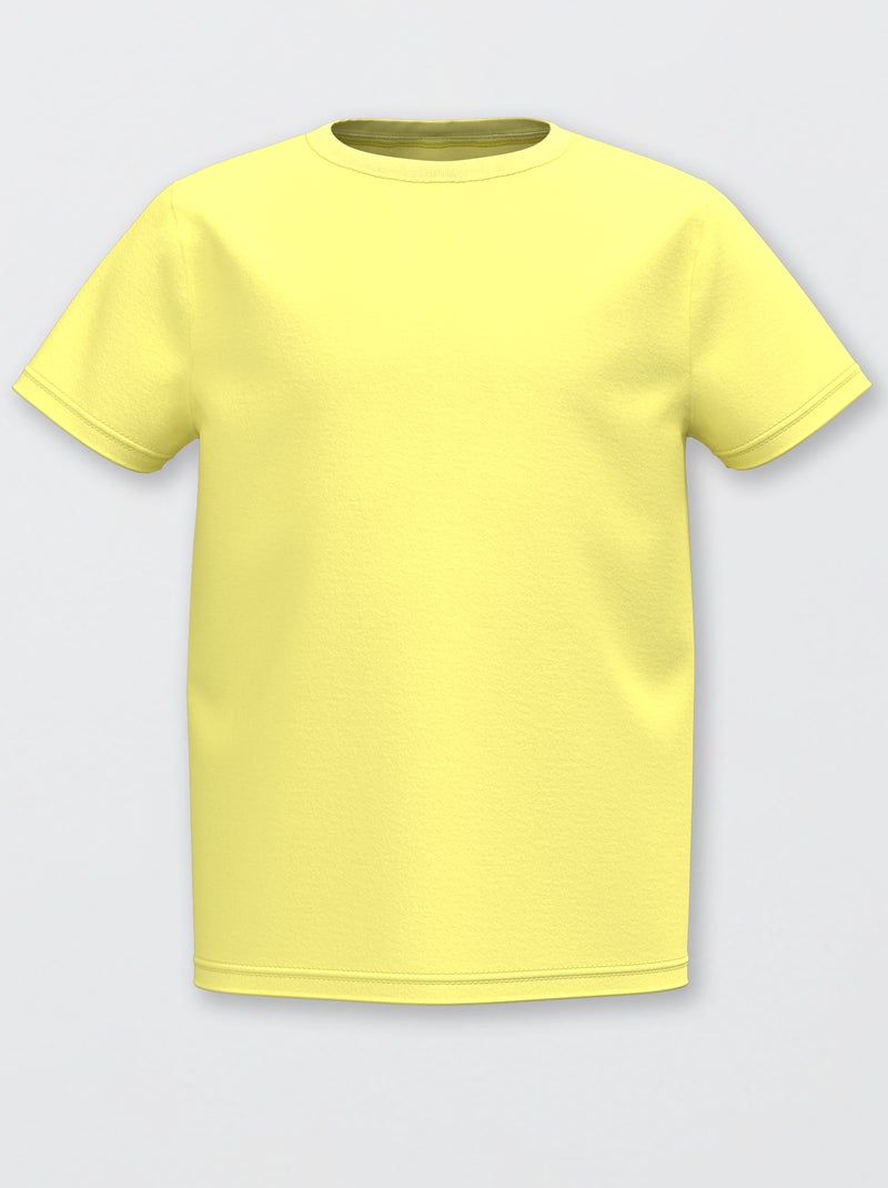 T-shirt básica lisa em jersey AMARELO - Kiabi