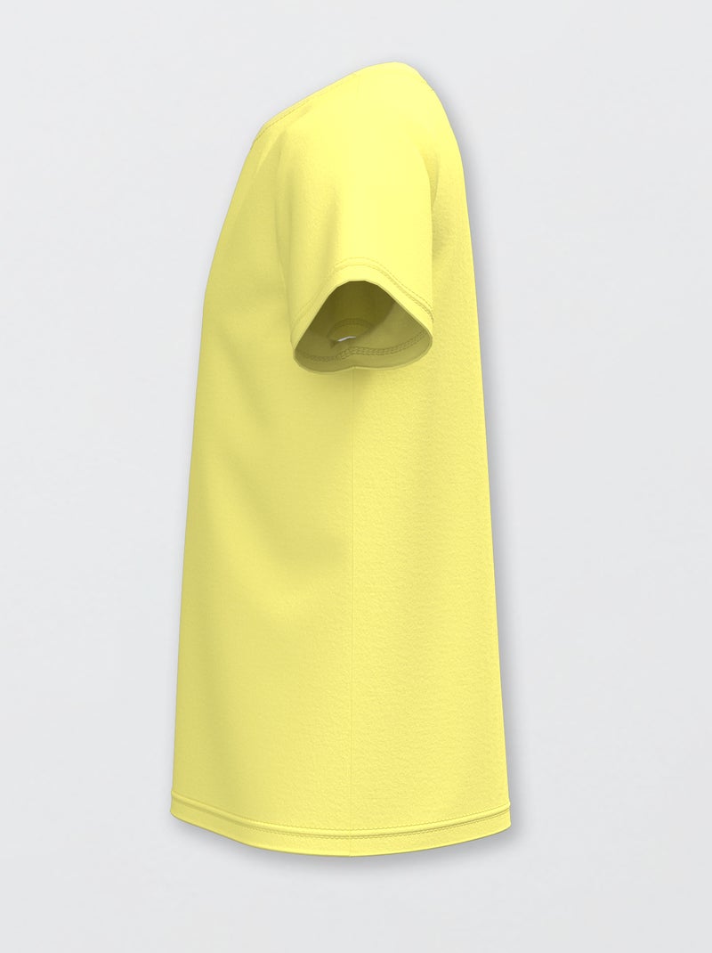 T-shirt básica lisa em jersey AMARELO - Kiabi