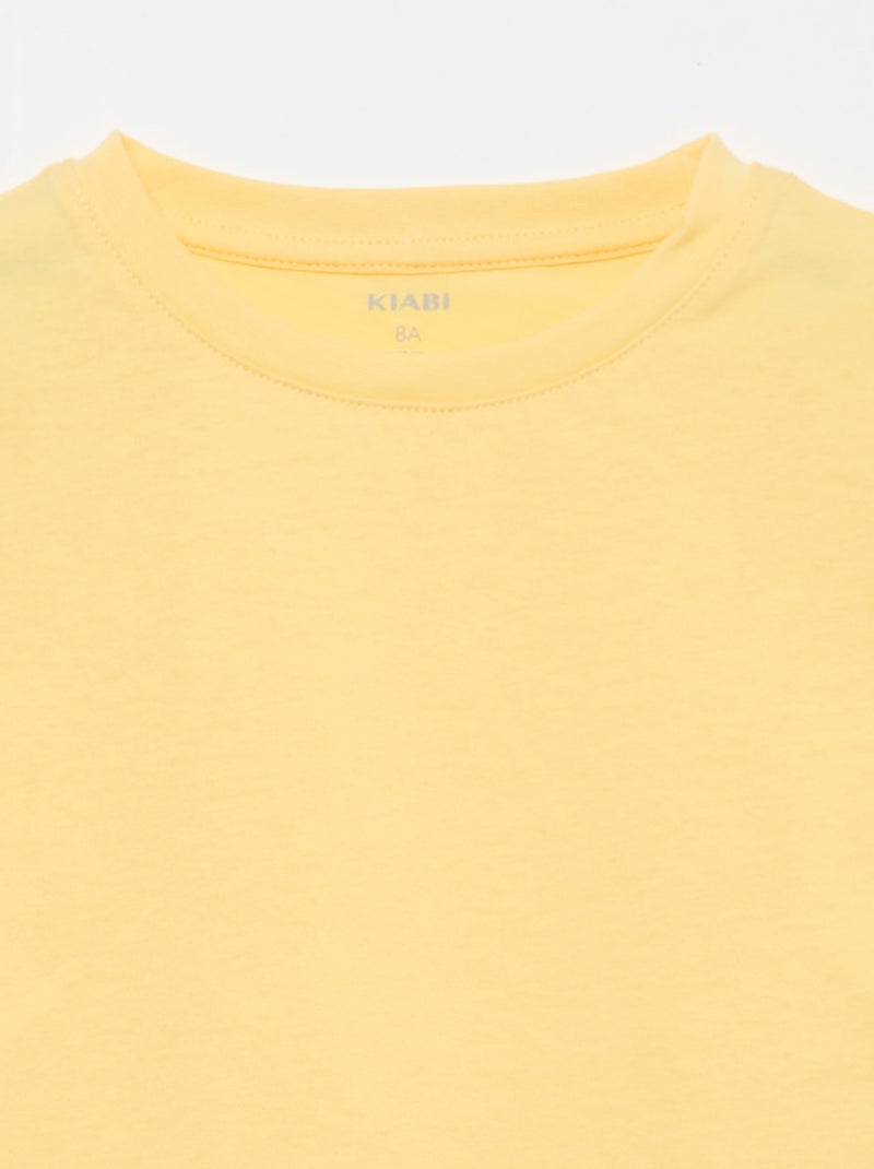 T-shirt básica lisa em jersey Amarelo - Kiabi