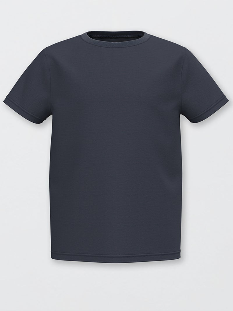 T-shirt básica lisa em jersey AZUL - Kiabi