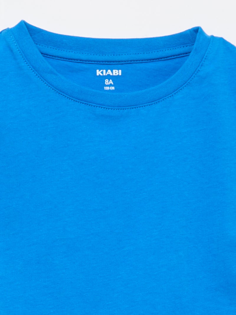 T-shirt básica lisa em jersey Azul - Kiabi