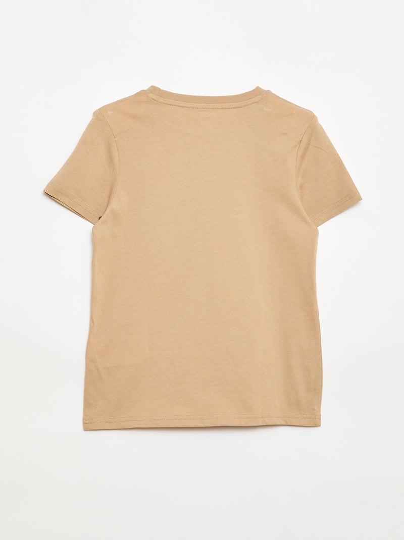 T-shirt básica lisa em jersey Bege - Kiabi