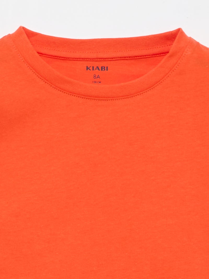 T-shirt básica lisa em jersey Laranja - Kiabi