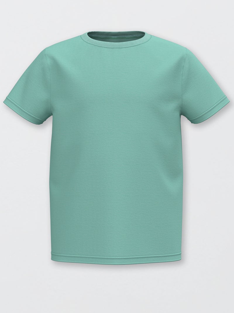 T-shirt básica lisa em jersey VERDE - Kiabi
