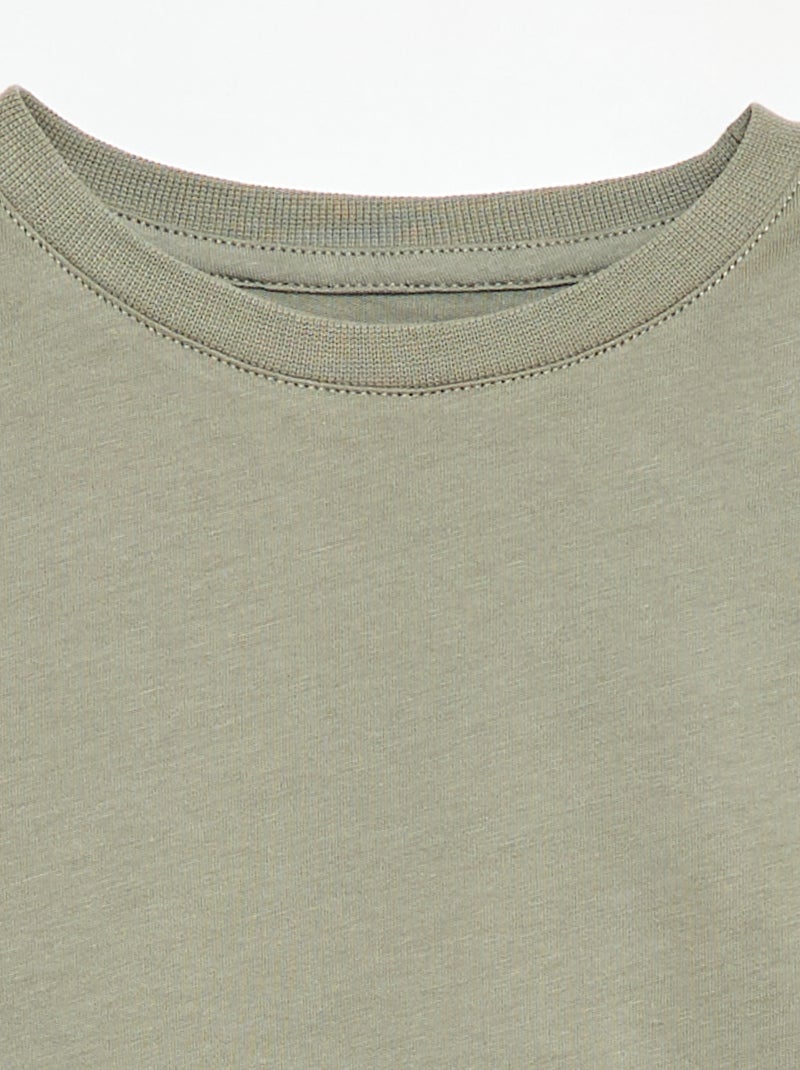 T-shirt básica lisa em jersey Verde - Kiabi
