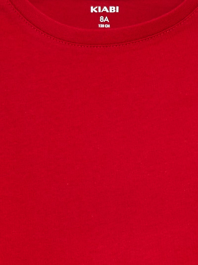 T-shirt básica lisa em jersey VERMELHO - Kiabi