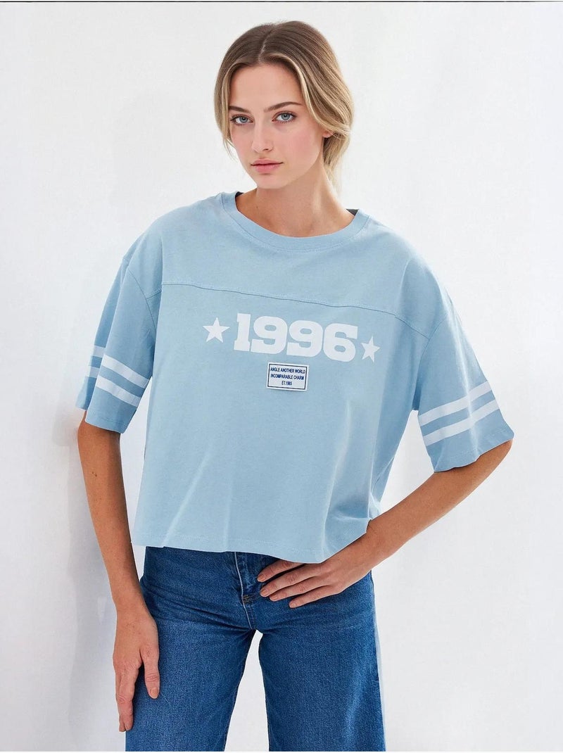 T-shirt básica oversized estampada bdart Azul claro - Kiabi