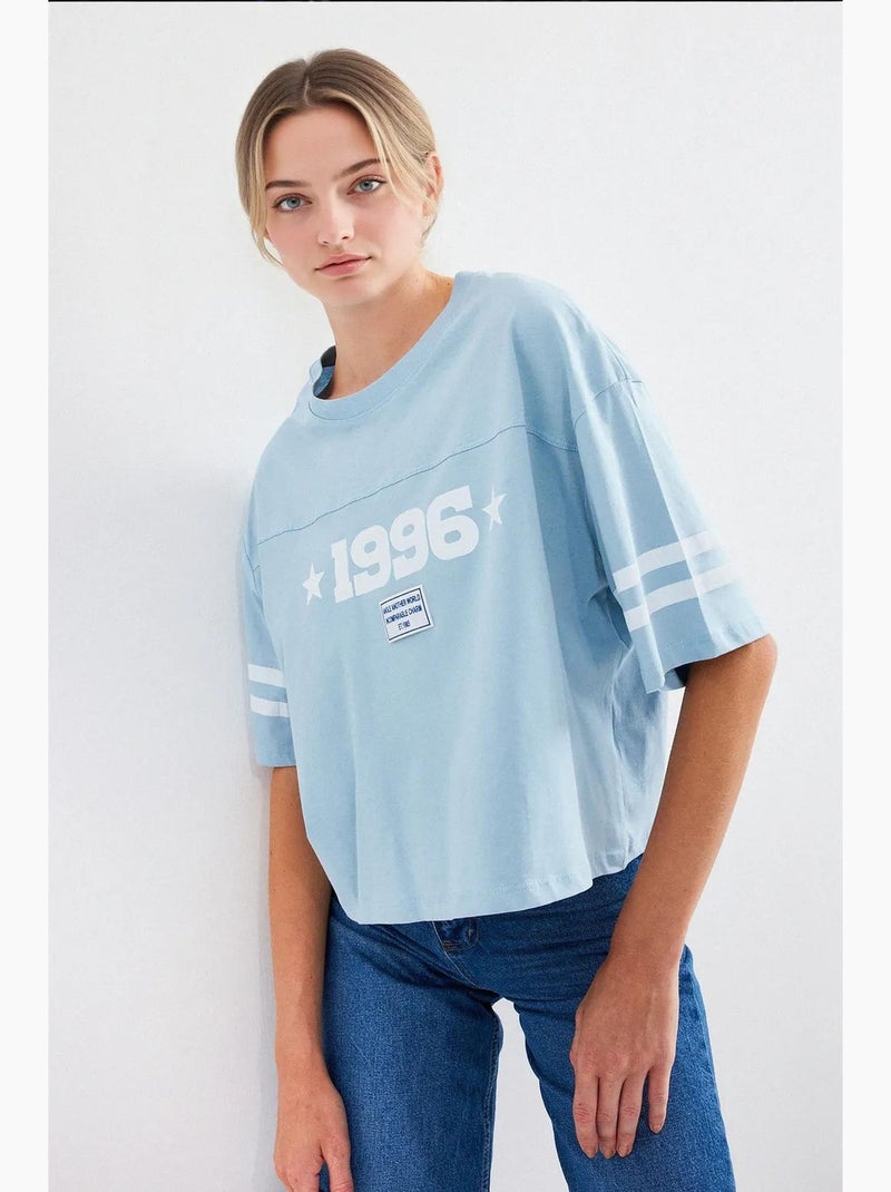 T-shirt básica oversized estampada bdart Azul claro - Kiabi