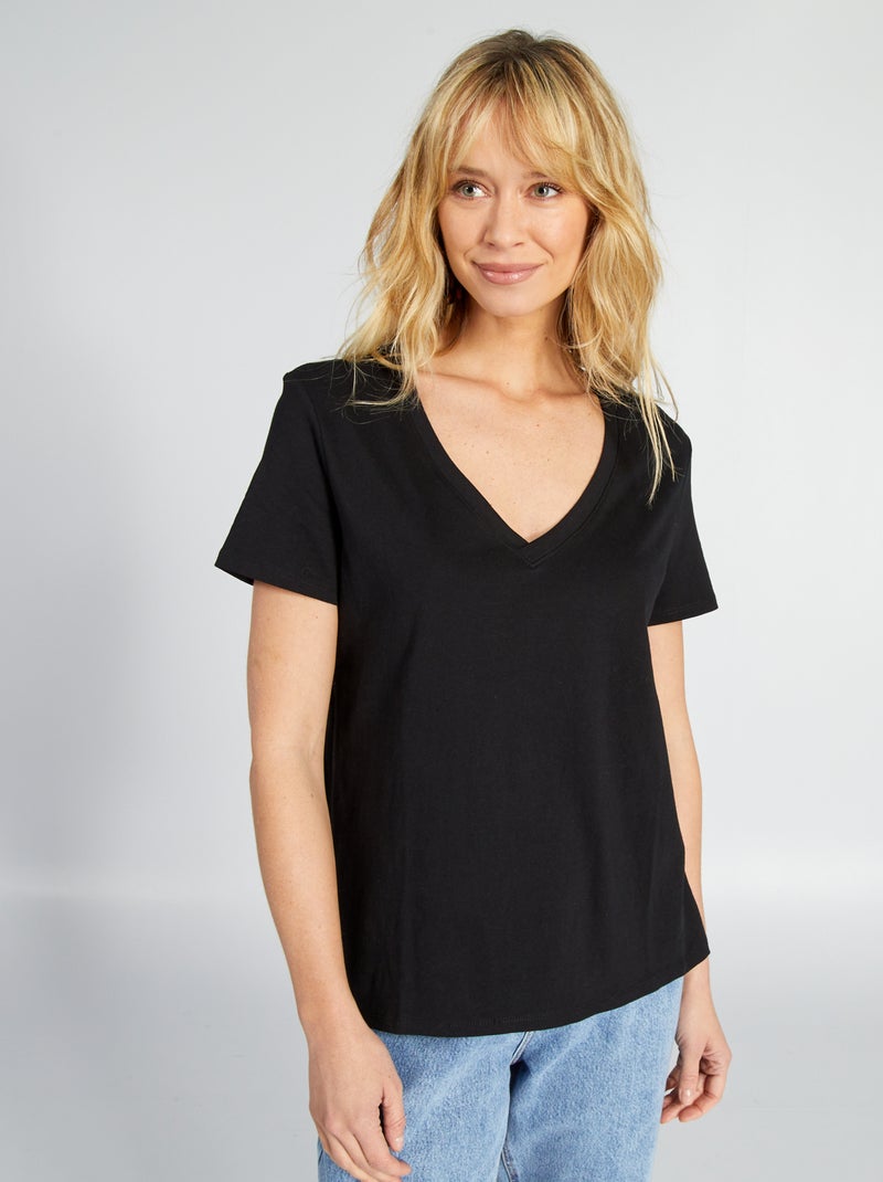 T-shirt básica Preto - Kiabi
