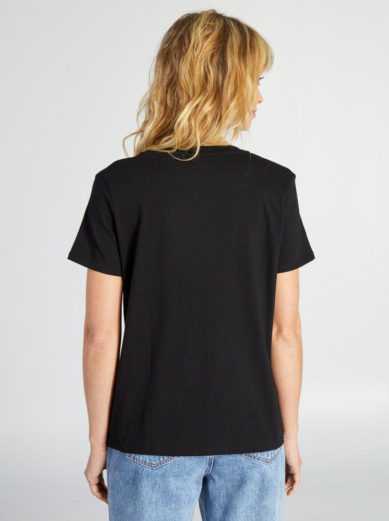 T-shirt básica Preto - Kiabi