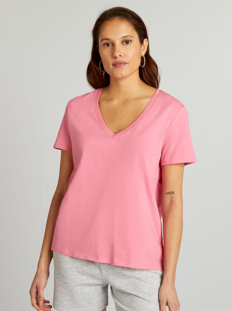 T-shirt básica Rosa - Kiabi