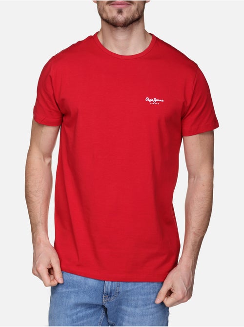 T-Shirt Básica Vermelha Pepe Jeans Original para Homem - Kiabi