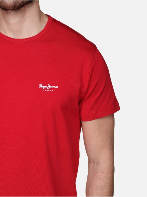 T-Shirt Básica Vermelha Pepe Jeans Original para Homem - Kiabi