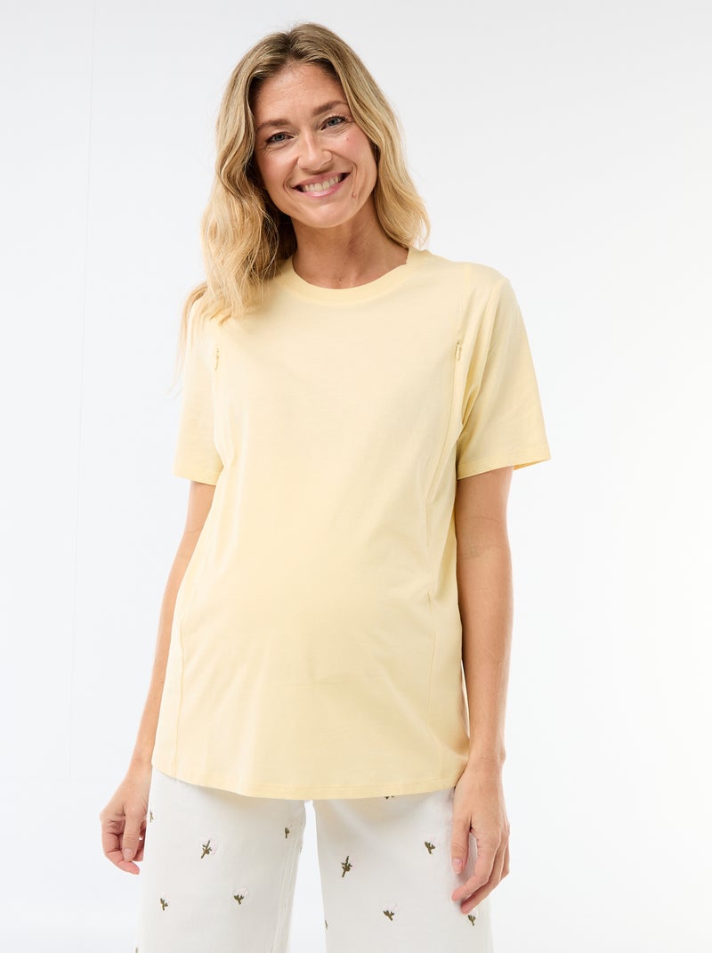 T-shirt básico de amamentação de manga curta Amarelo - Kiabi