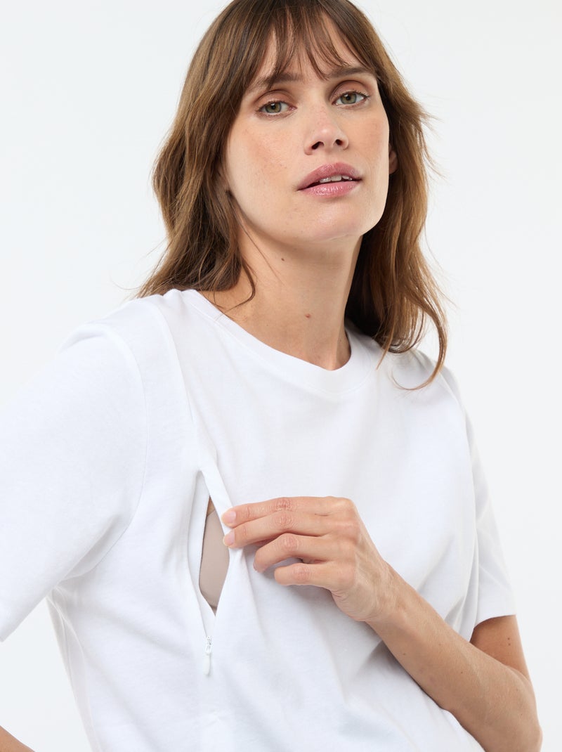 T-shirt básico de amamentação de manga curta Branco - Kiabi