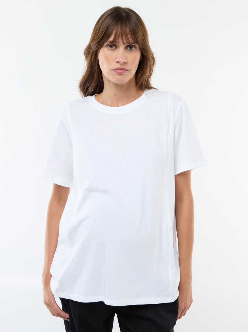 T-shirt básico de amamentação de manga curta Branco - Kiabi