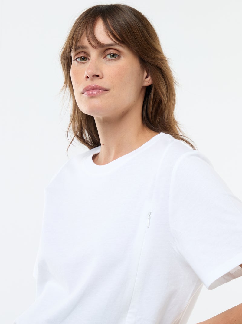 T-shirt básico de amamentação de manga curta Branco - Kiabi