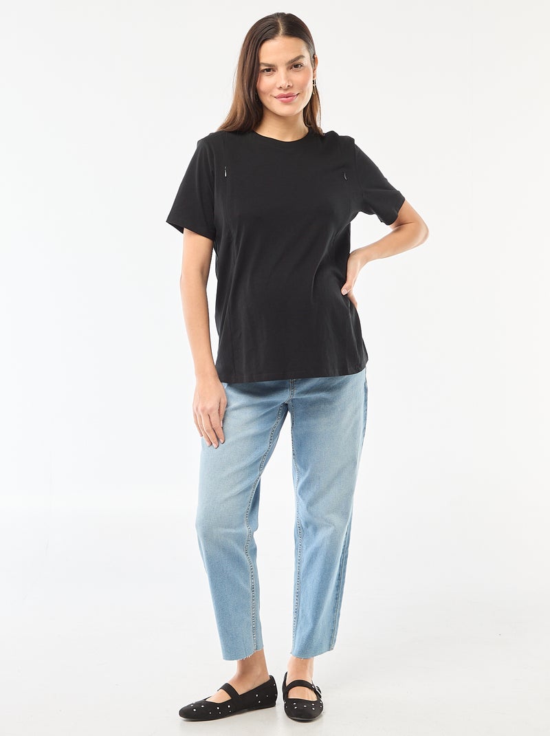 T-shirt básico de amamentação de manga curta Preto - Kiabi