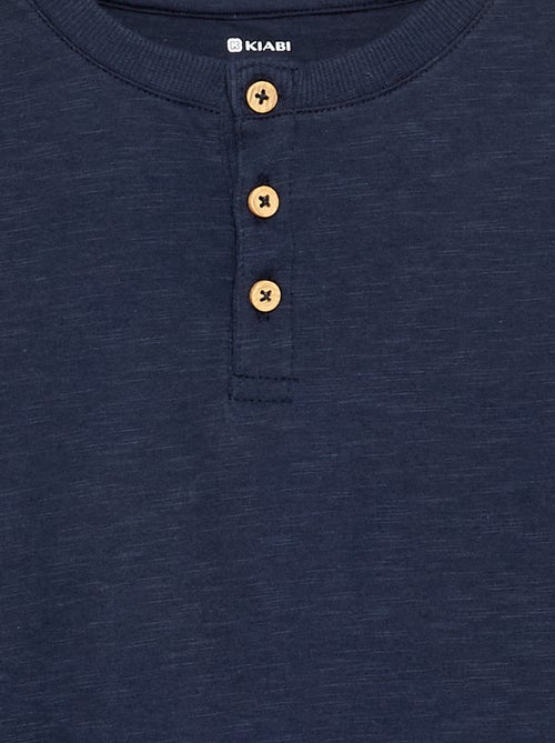 T-shirt básico de gola tunisiana - Kiabi