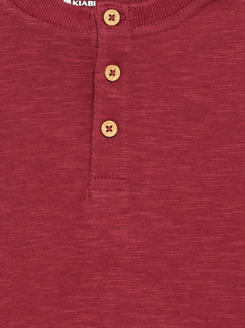 T-shirt básico de gola tunisiana Vermelho - Kiabi
