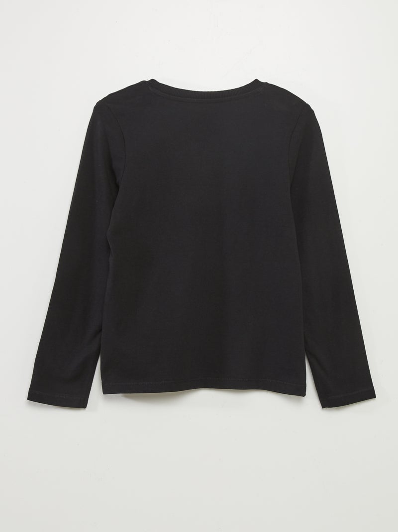 T-shirt básico de manga comprida Preto - Kiabi