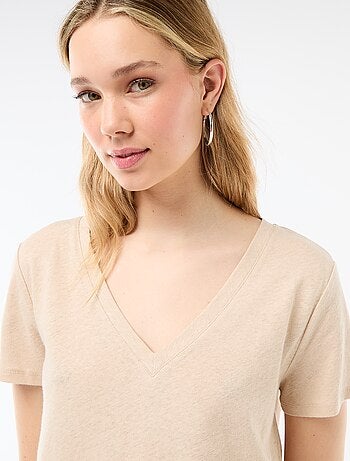 T-shirt básico de manga curta com decote em V