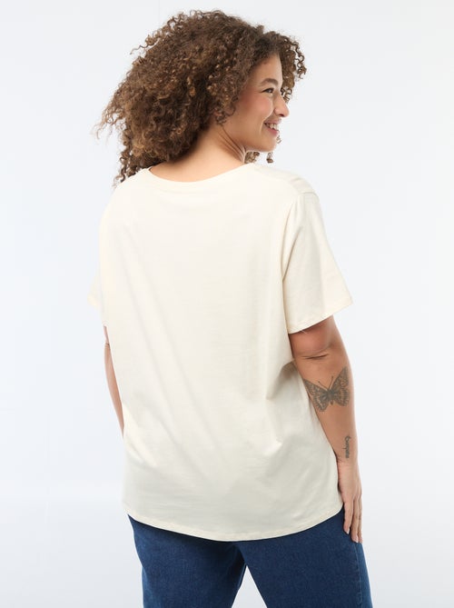 T-shirt básico de manga curta e gola V - Kiabi