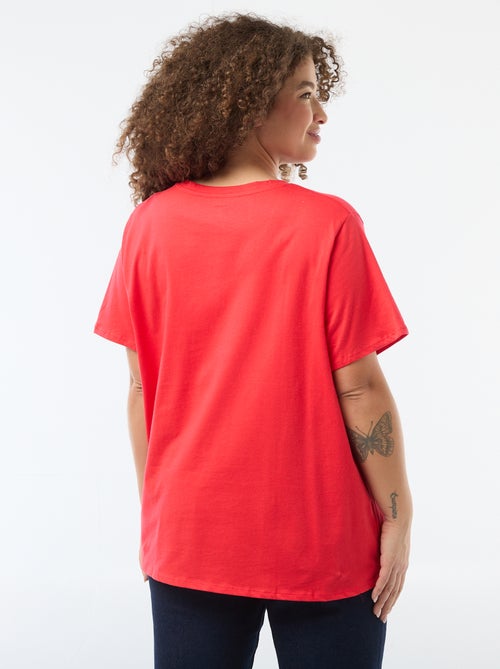 T-shirt básico de manga curta e gola V - Kiabi