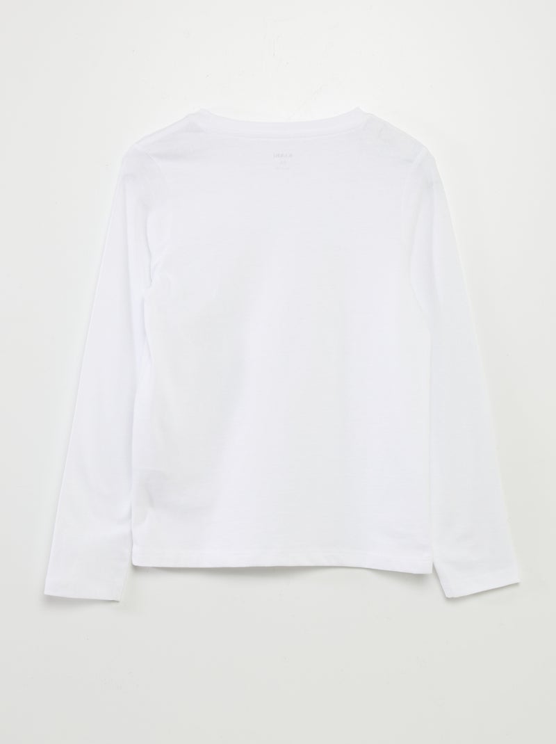 T-shirt básico de mangas compridas Branco - Kiabi
