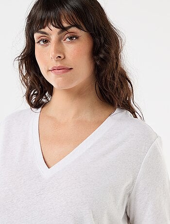 T-shirt básico decote em V e mangas curtas