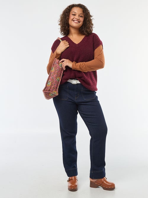 T-shirt básico gola V e mangas 3/4 - Kiabi