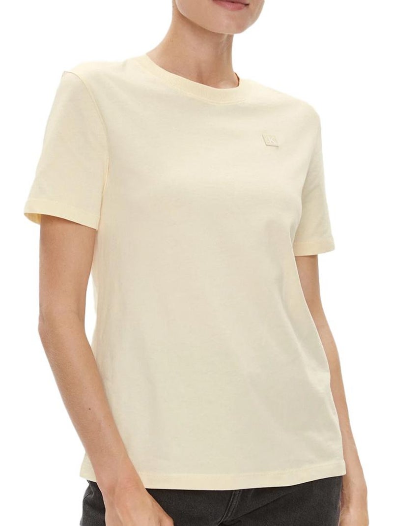 T-shirt Bege Calvin Klein Jeans CK Embro para Mulher Bege - Kiabi