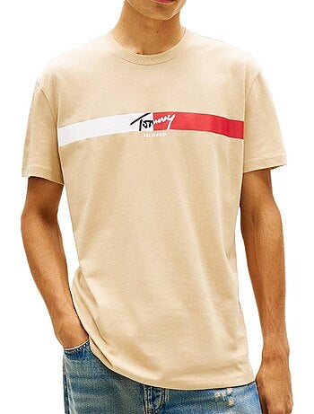 T-shirt tommy hilfiger tjm reg signature para homem azul marinho