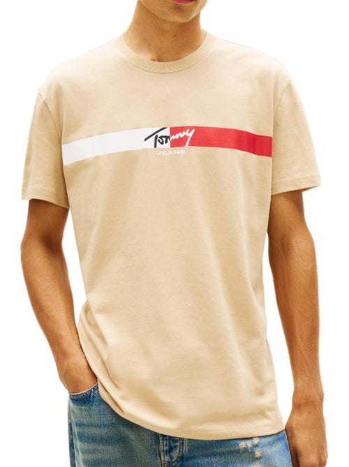 T-shirt bege de homem tommy hilfiger tjm reg signature - Kiabi