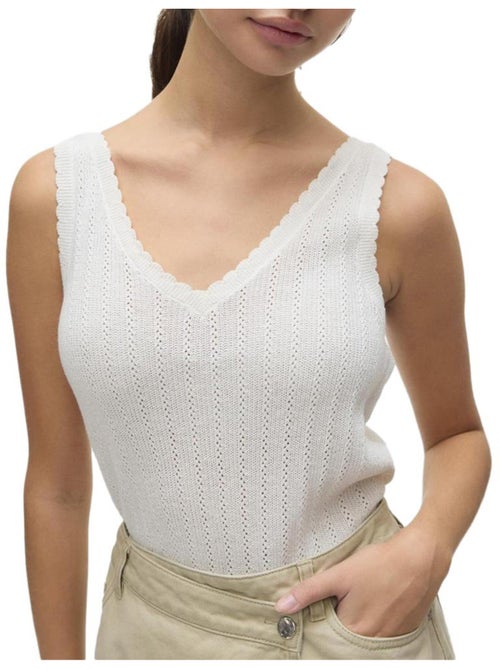 T-Shirt Bege de Mulher Vero Moda com Pormenor Pointelle - Kiabi T-Shirt Bege de Mulher Vero Moda com Pormenor Pointelle - Kiabi