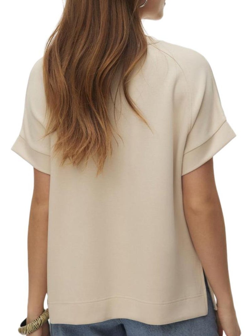 T-Shirt Bege Feminina Vero Moda Hali 10339414 Bege - Kiabi