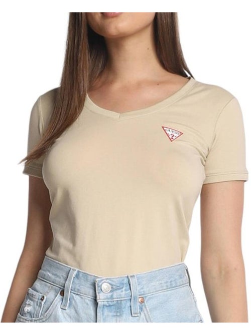 T-shirt Bege Guess Mini Triângulo para Mulher - Kiabi T-shirt Bege Guess Mini Triângulo para Mulher - Kiabi