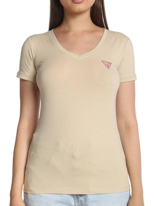 T-shirt Bege Guess Mini Triângulo para Mulher - Kiabi T-shirt Bege Guess Mini Triângulo para Mulher - Kiabi