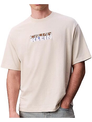 T-Shirt Bege para Homem Calvin Klein Jeans LV04RD808G