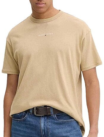 T-shirt bege para homem tommy hilfiger linear0