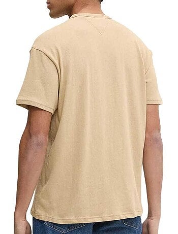 T-shirt bege para homem tommy hilfiger linear0