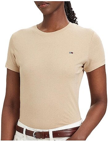 T-shirt bege para mulher tommy hilfiger tjw c
