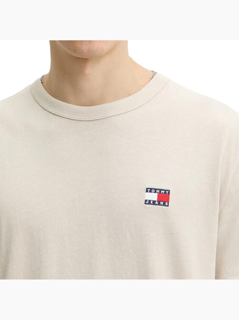 T-shirt Bege Tommy Hilfiger para Homem com Emblema Branco - Kiabi