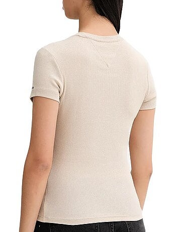 T-shirt bege tommy hilfiger para mulher dw0dw21838