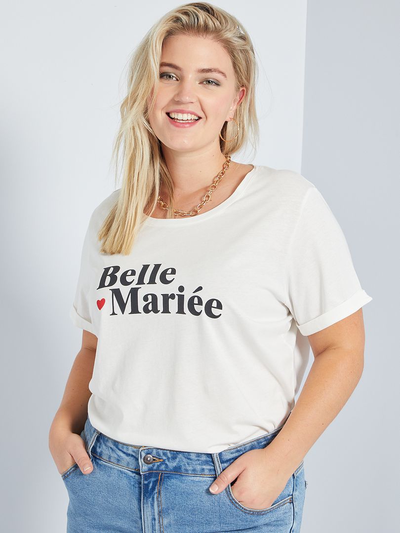 T-shirt 'Belle Mariée' 'EVJF' BRANCO mariée - Kiabi