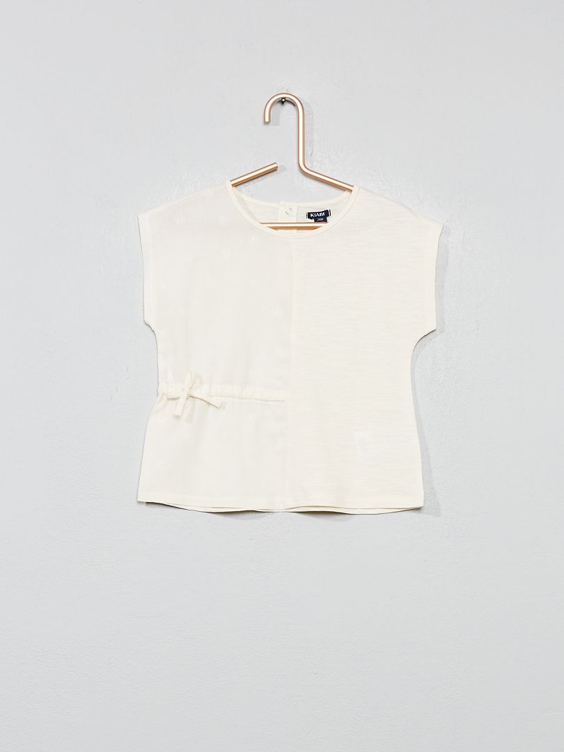 T-shirt bi-matéria Branco - Kiabi