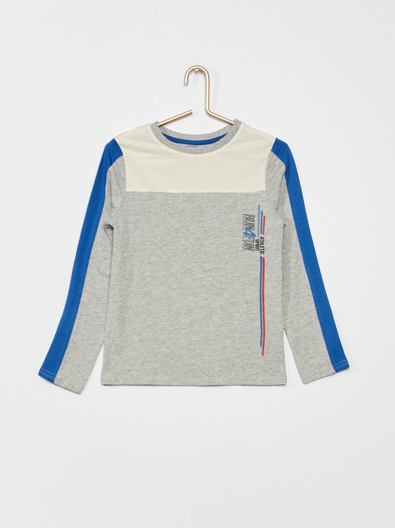 T-shirt bi-matéria com microfibra CINZA - Kiabi