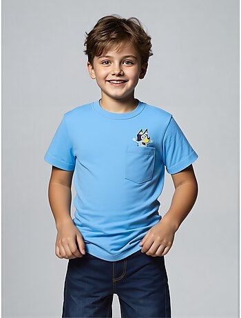 T-shirt bluey azul menino | licença oficial