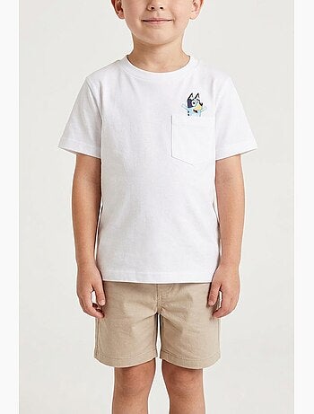 T-shirt bluey branco menino | licença oficial