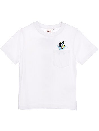 T-shirt bluey branco menino | licença oficial